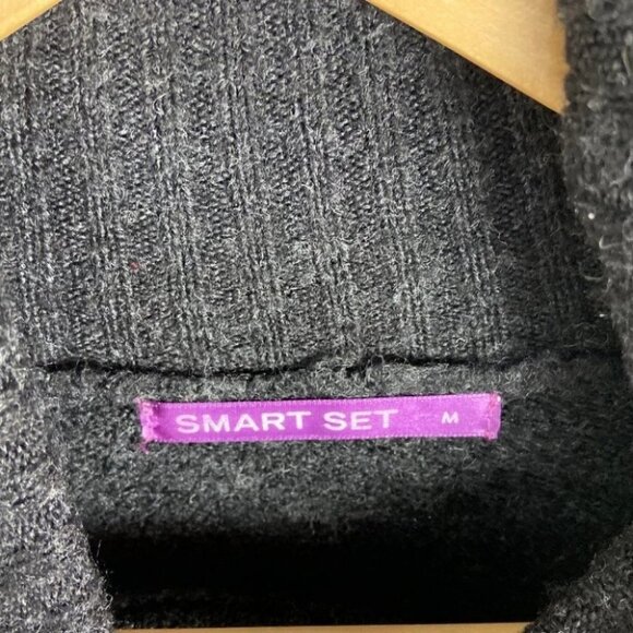Smart Set Turtleneck Sweater Grey Knit Stretch Size Medium Minimalist Boho Gray - Picture 2 of 6